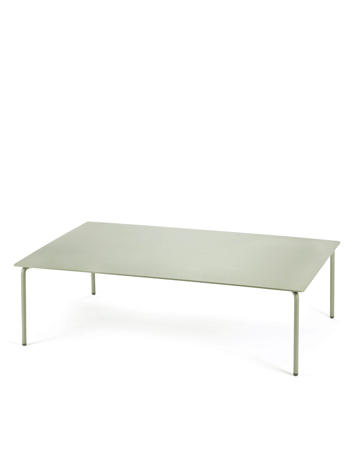 Une Table basse August verte sur fond blanc.